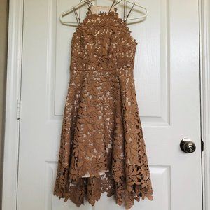 Dark Khaki Sleeveless Lace Dress